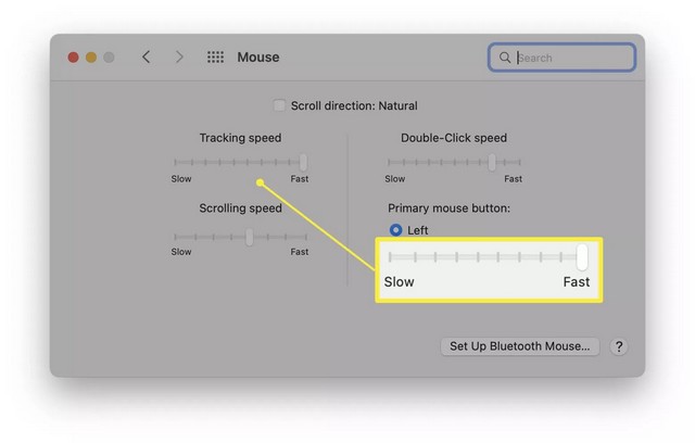 Réduire l'accélération de la souris sur Mac
