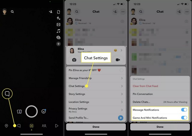 Activer les notifications de chat dans Snapchat