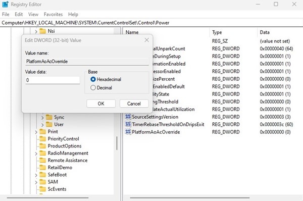Désactiver la veille moderne sur Windows 11