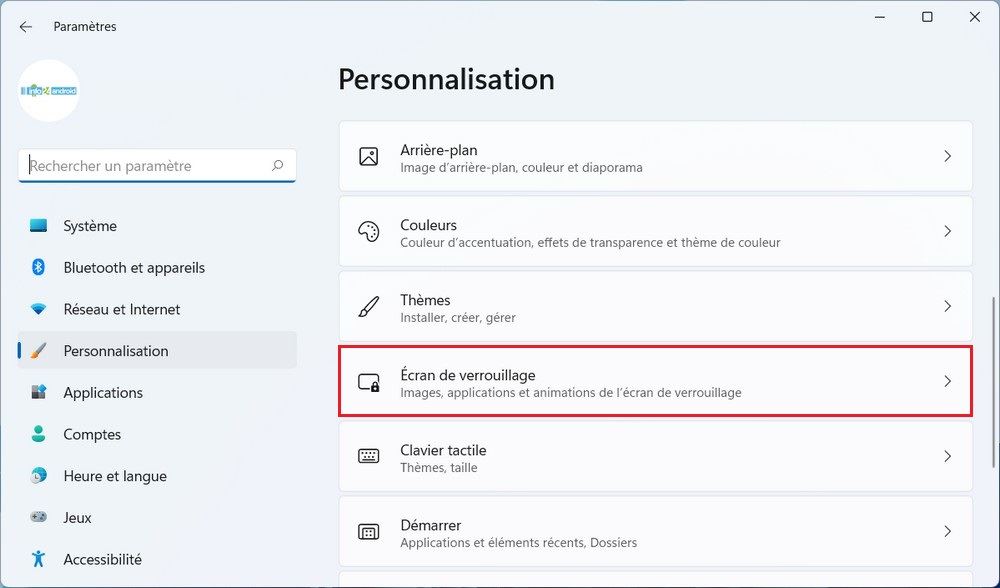 Écran de verrouillage