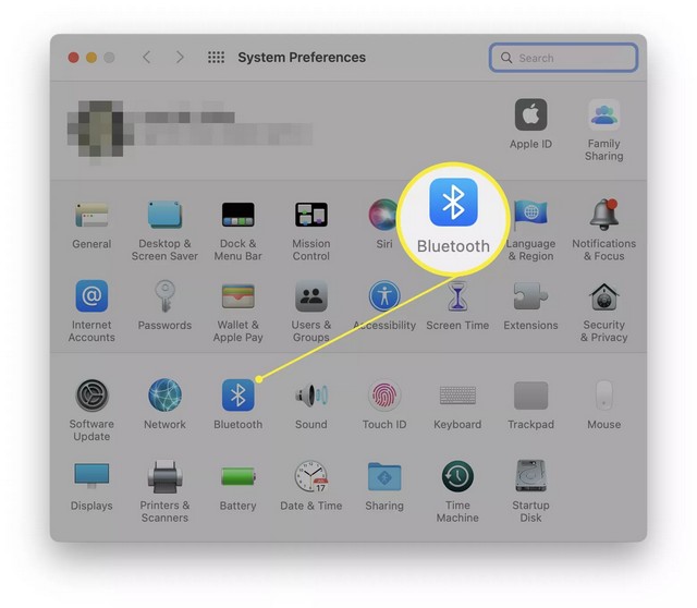 Cliquer sur Bluetooth
