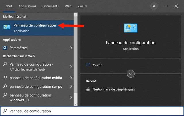 Panneau de configuration