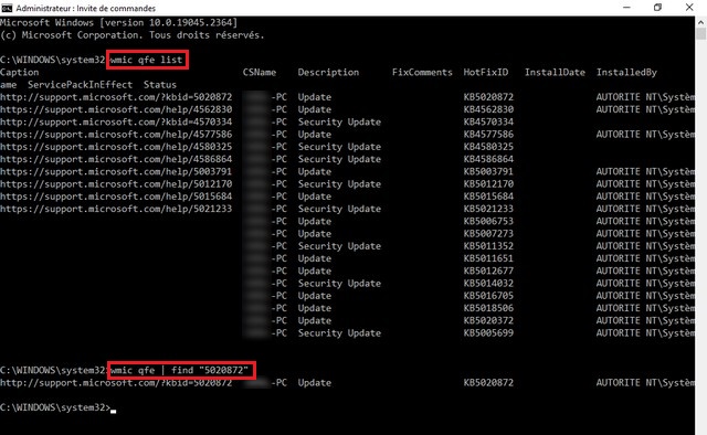 Afficher historique des mises à jour sur Windows 10