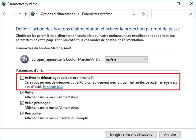 Désactiver le démarrage rapide de Windows 11