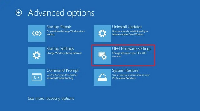 Paramètres du micrologiciel UEFI