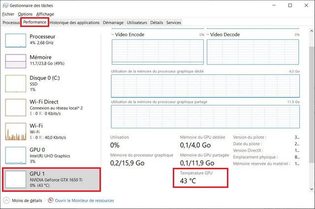 Comment vérifier la température de la carte graphique