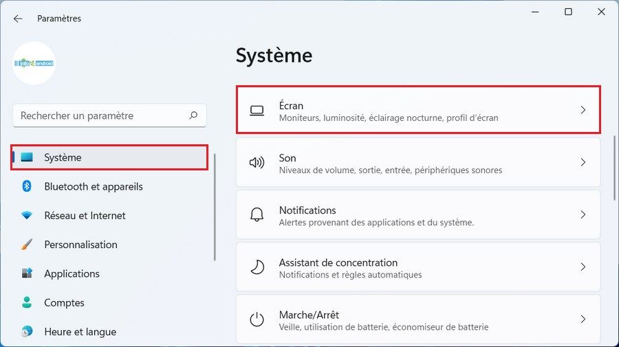 Paramètres de Windows 11