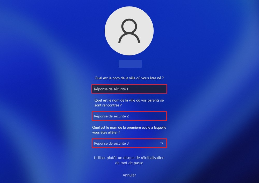 Réinitialiser le mot de passe du compte local