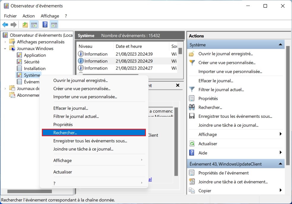 Journaux Windows