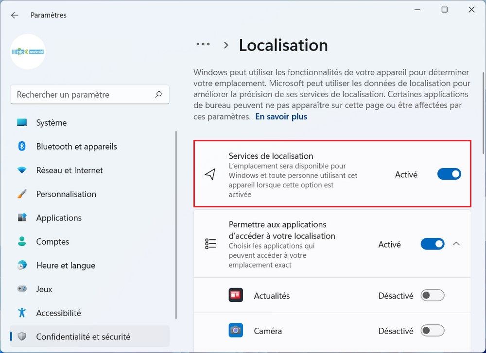 Services de localisation