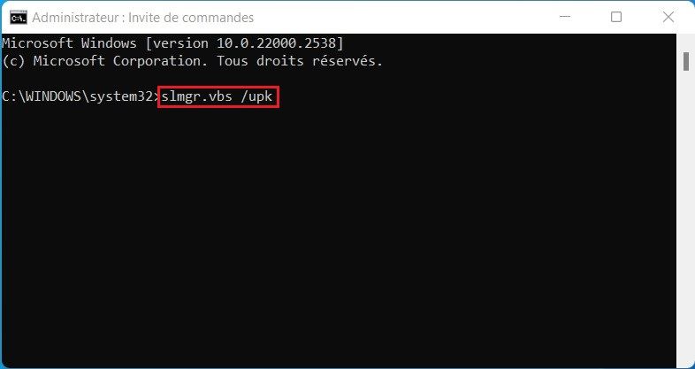 Désinstaller la clé de produit