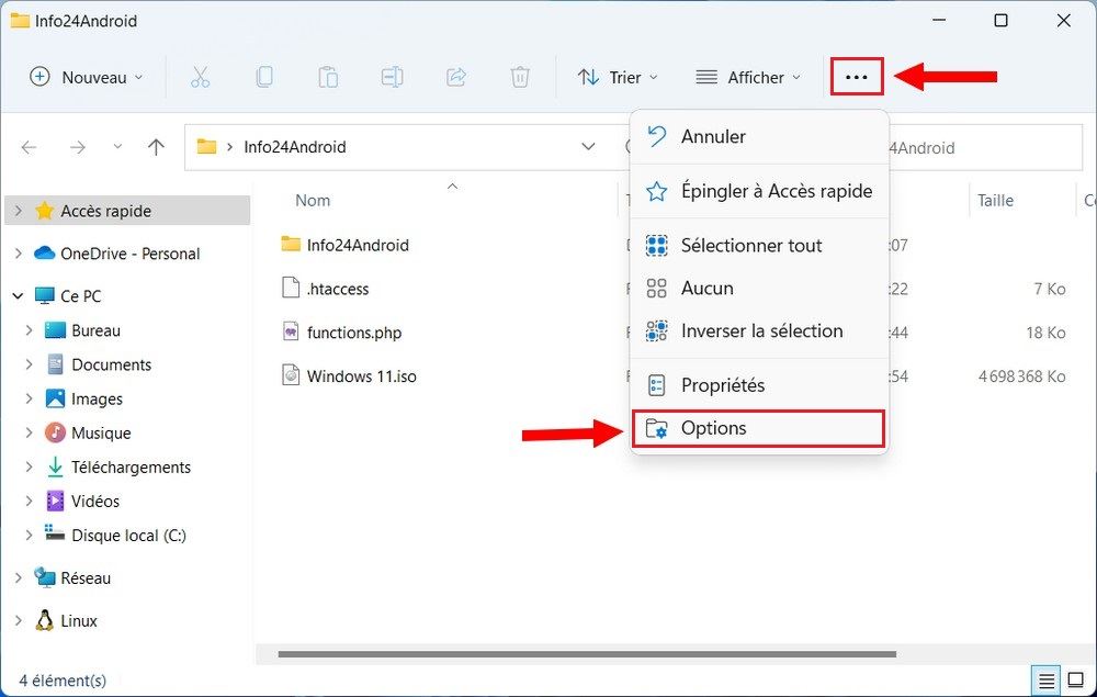 Options de dossier