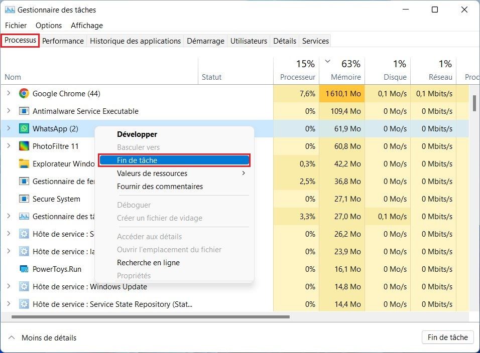 Forcer la fermeture d'une application