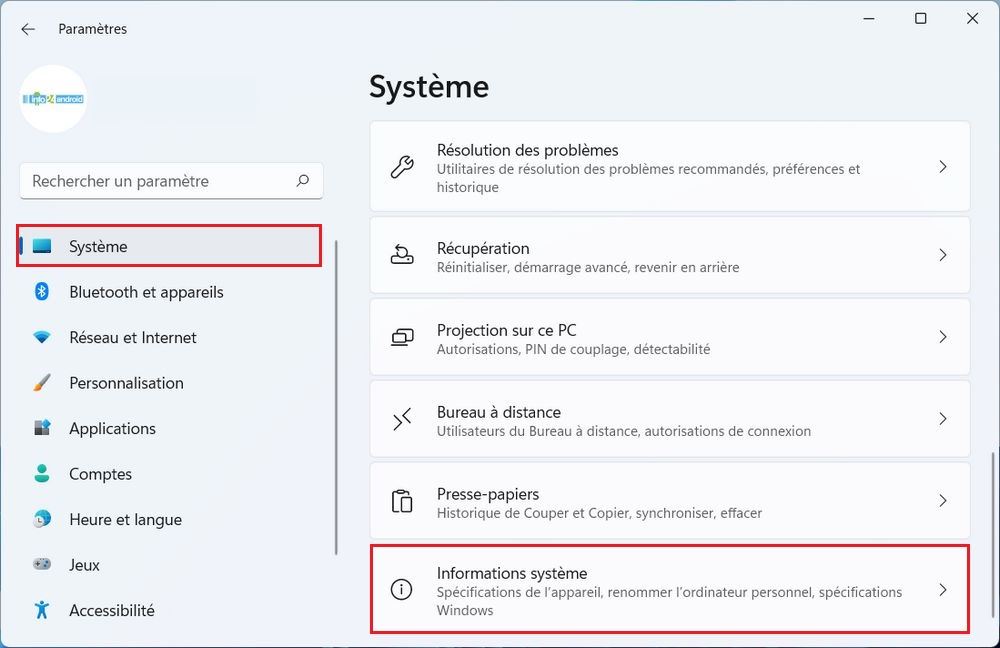 Paramètres Windows 11