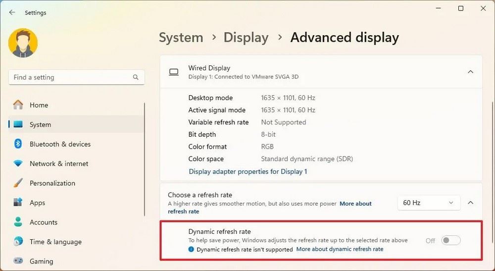 Activer le DRR dans Windows 11