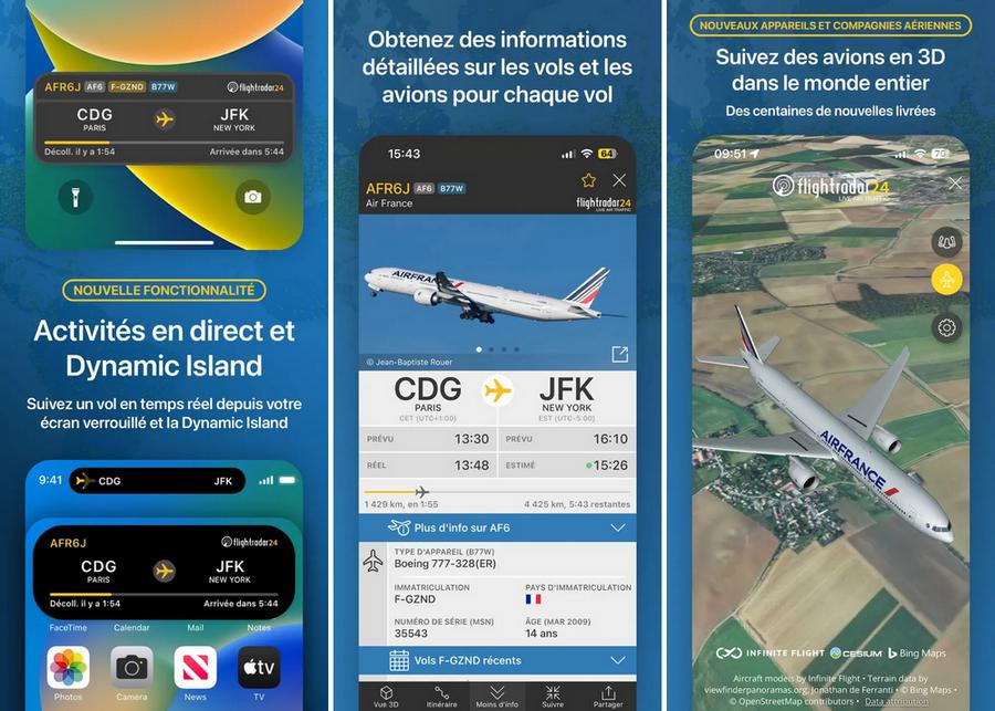 Flightradar24 - application de suivi de vol