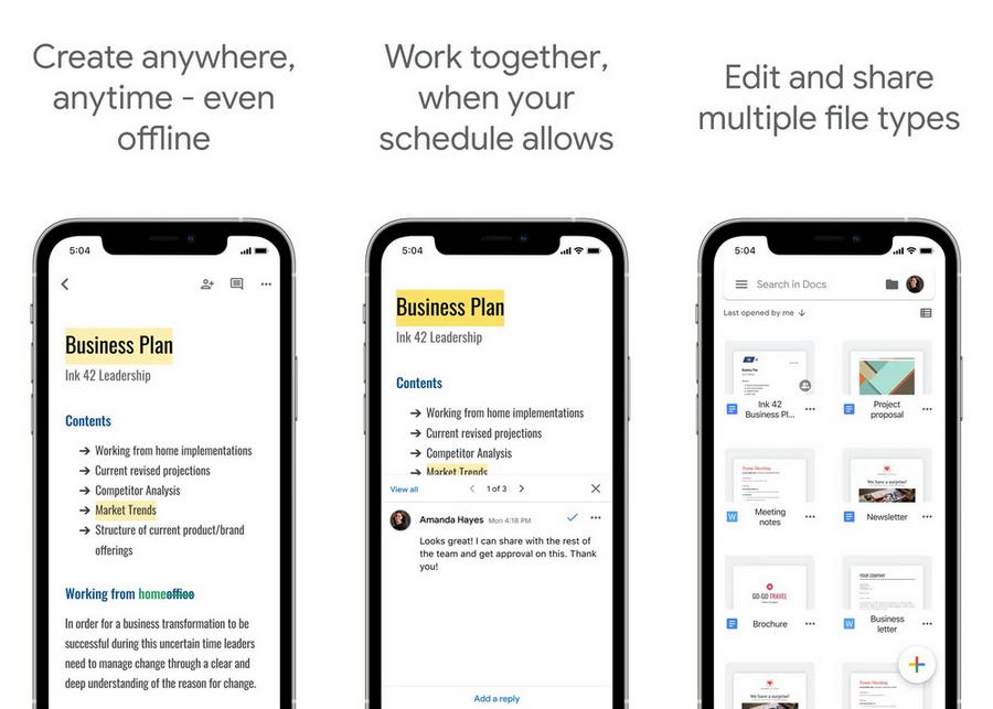 Google Docs - application de productivité