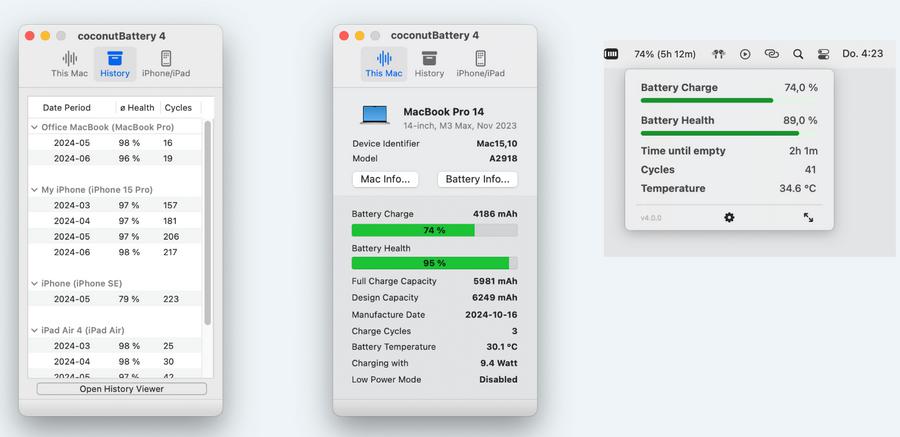CoconutBattery 4 - meilleur logiciel d'optimisation